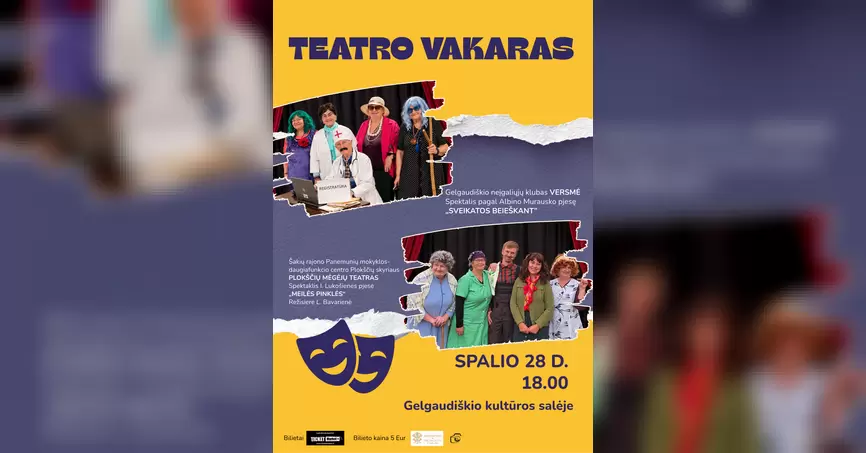 Pirkti bilietus Teatro vakaras Gelgaudiškis, Gelgaudiškio kultūros salė Spalis 28