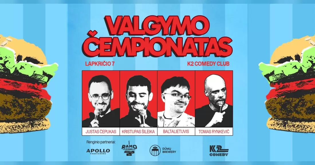 Pirkti bilietus VALGYMO ČEMPIONATAS Vilnius, K2 Comedy Club Lapkritis 07