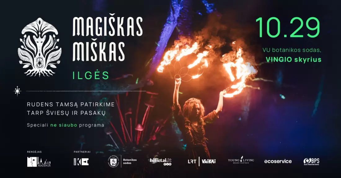 Pirkti bilietus MAGIŠKAS MIŠKAS. ILGĖS - patyrimų šviesos spektaklis visokio ūgio vaikams * Vilnius, VU Botanikos sodas. Vingio skyrius Spalis 29