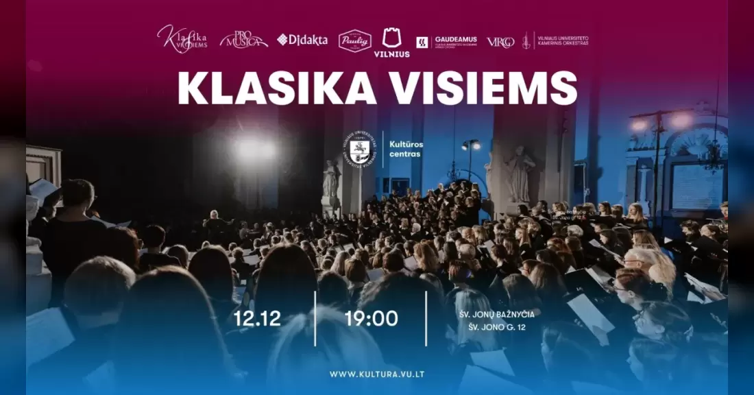Pirkti bilietus KLASIKA VISIEMS 2026 | Antonio Vivaldi „Gloria“ Vilnius, Šv. Jonų bažnyčia Gruodis 12