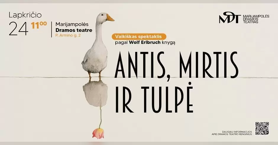 Pirkti bilietus 2026-11-24 | „ANTIS, MIRTIS IR TULPĖ“ │Dramos teatras Marijampolė, Marijampolės dramos teatras Lapkritis 24