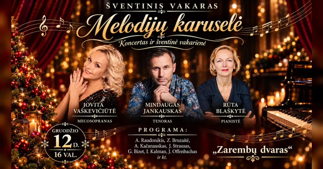 Pirkti bilietus Šventinis vakaras Muzikinė karuselė Zarembų dvare Kėdainių raj., Zarembų Dvaras Gruodis 12