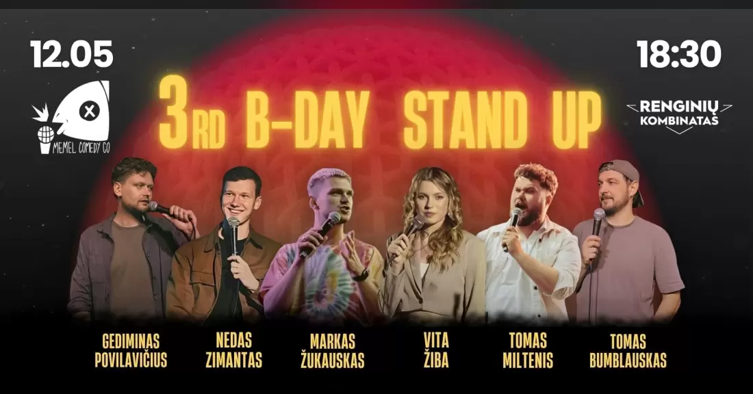 Pirkti bilietus STAND UP - Memel Comedy Co - 3rd B-DAY / 12.05 / Klaipėda - Renginių kombinatas Klaipėda, Renginių kombinatas Gruodis 05
