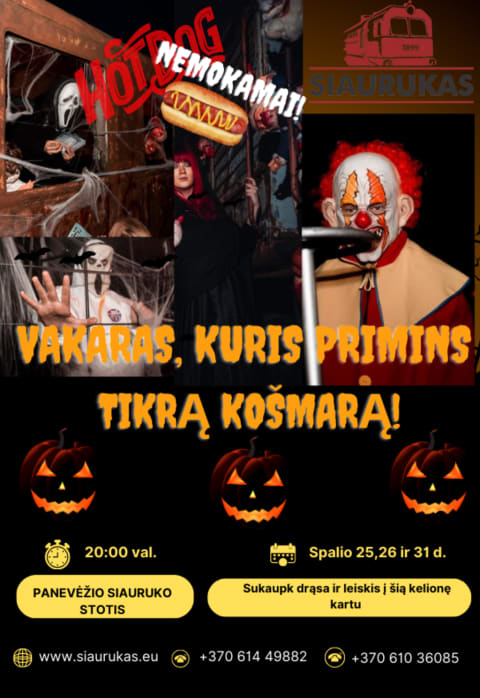 Buy tickets Helovyno traukinys Panevėžys, Panevėžio Siaurojo geležinkelio stotis October 31