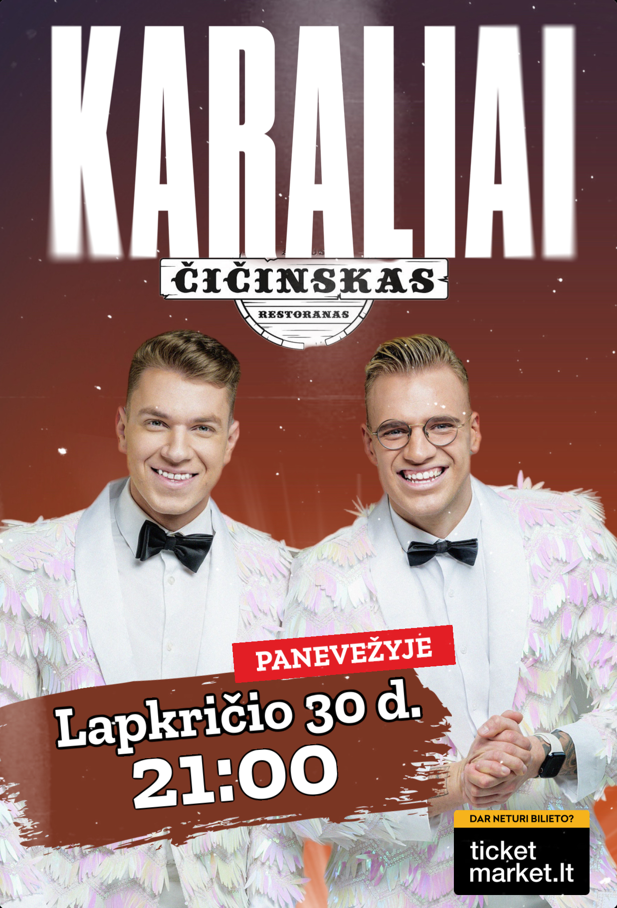Pirkti bilietus Grupė KARALIAI - Čičinske Vilkaviškis, Vilkaviškio kultūros centras Lapkritis 30