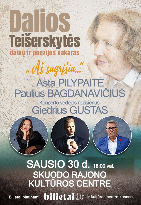 Pirkti bilietus (PERKELTAS) Dalios Teišerskytės dainų ir poezijos vakaras 