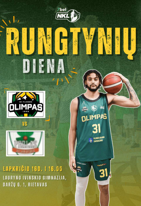 Pirkti bilietus 7Bet-NKL krepšinio rungtynės. Plungės „Olimpas“ - Vilkaviškio „Perlas-Grupinispirkimas.lt“ Rietavas, Lauryno Ivinskio gimnazija Lapkritis 16