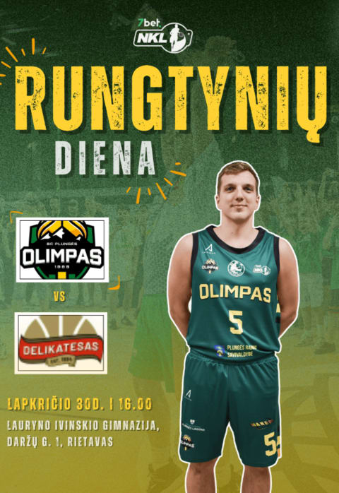 Pirkti bilietus 7Bet-NKL krepšinio rungtynės. Plungės „Olimpas” - Joniškio „Delikatesas” Rietavas, Lauryno Ivinskio gimnazija Lapkritis 30
