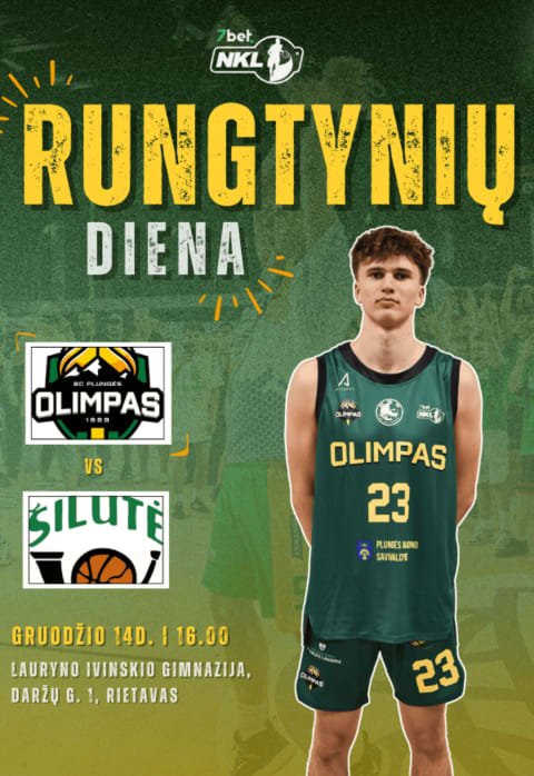 Pirkti bilietus 7Bet-NKL krepšinio rungtynės. Plungės „Olimpas” - Šilutės „Šilutė-PDS.lt” Rietavas, Lauryno Ivinskio gimnazija Gruodis 14