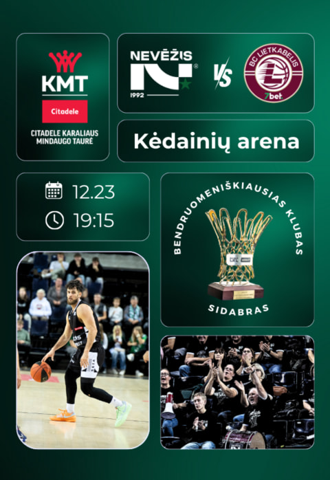 Pirkt biļetes Citadele KMT: Kėdainių „Nevėžis-Optibet“ - Panevėžio „7bet LIETKABELIS“ Kėdainiai, Kėdainių arena Decembris 23