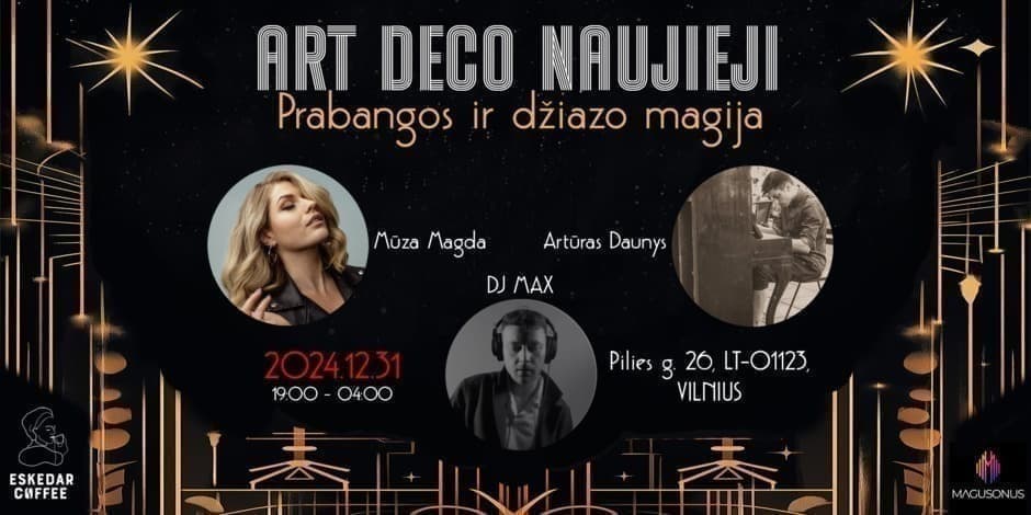 Pirkti bilietus ART DECO NAUJIEJI: Prabangos ir džiazo magija! Vilnius, Eskedar Coffee Bar Gruodis 31