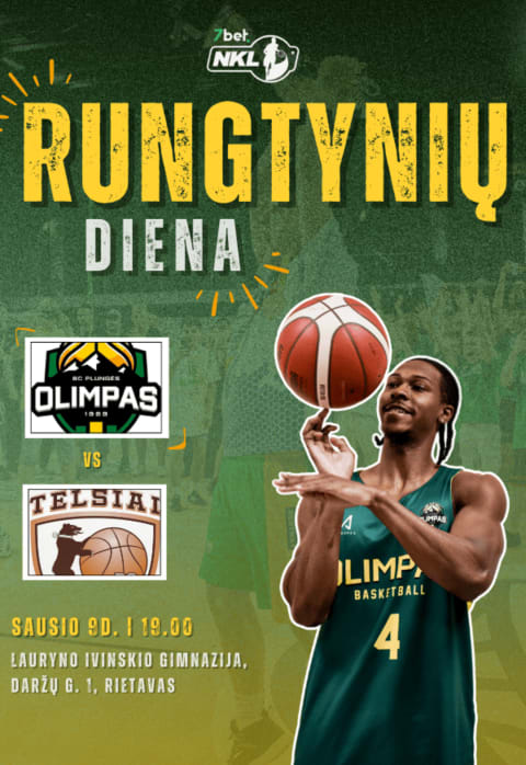Pirkti bilietus 7Bet-NKL krepšinio rungtynės. Plungės „Olimpas” - Telšių „Telšiai” Rietavas, Lauryno Ivinskio gimnazija Sausis 09