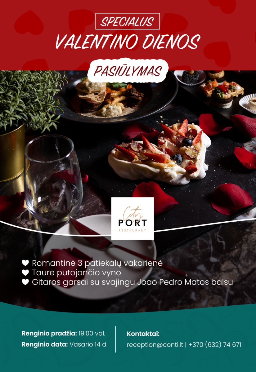 Pirkti bilietus VALENTINO VAKARAS: gitaros garsai, svajingas Joao balsas ir degustacinė vakarienė Vilnius, Conti Hotel Vasaris 14