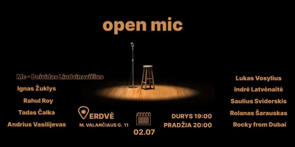 Pirkti bilietus Open Mic Kaunas Kaunas, Erdvė Vasaris 07