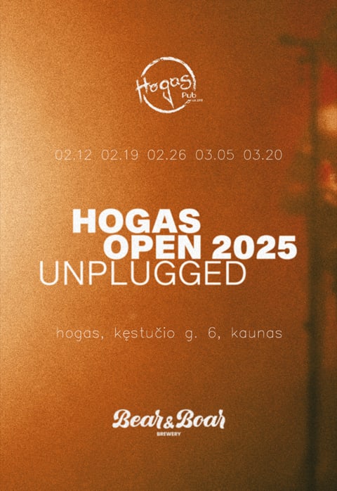 Pirkti bilietus HOGAS OPEN 2025 | UNPLUGGED Kaunas, Hogas Pub Vasaris 12