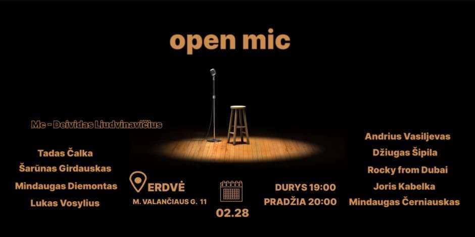 Pirkti bilietus Open Mic Kaunas Kaunas, Erdvė Vasaris 28