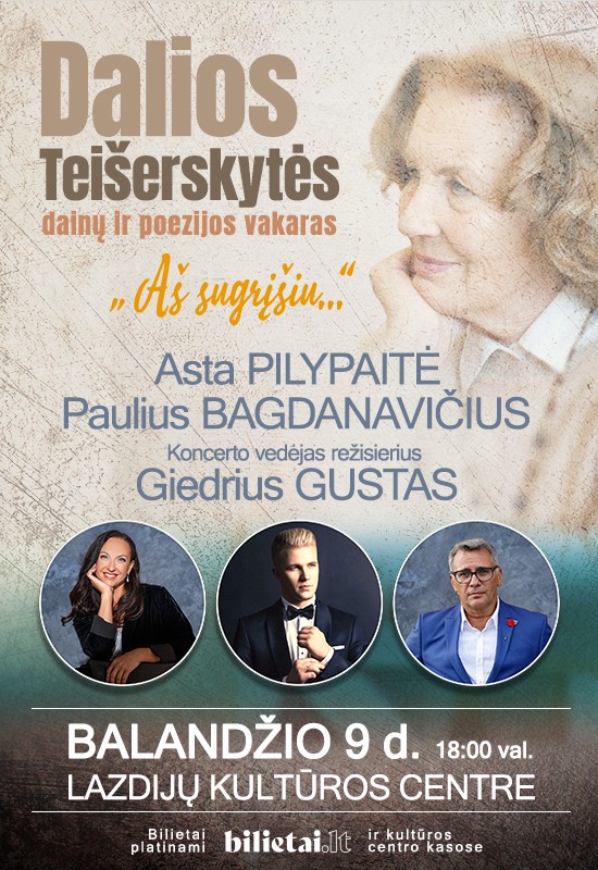 Buy tickets Dalios Teišerskytės dainų ir poezijos vakaras 