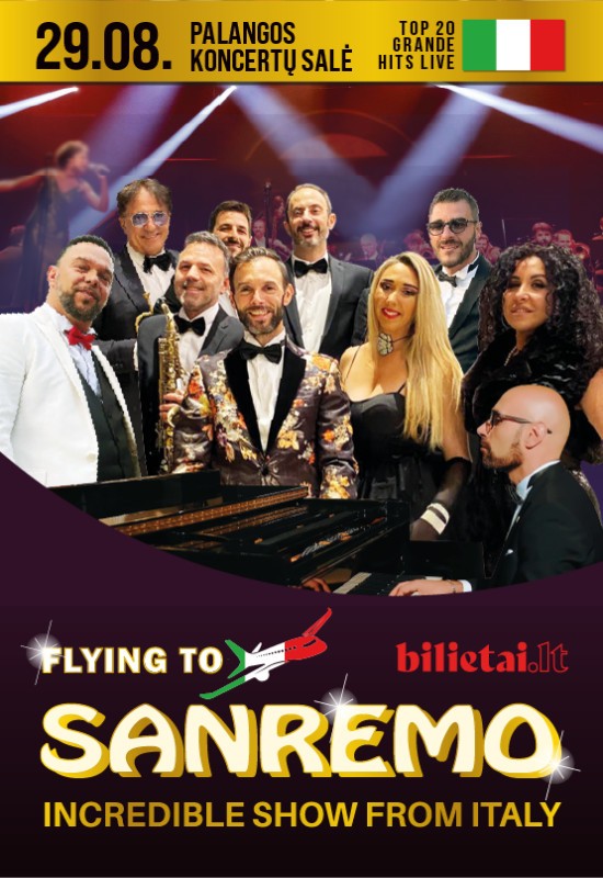Pirkti bilietus Flying to SANREMO Palanga, Palangos koncertų salė Rugpjūtis 29