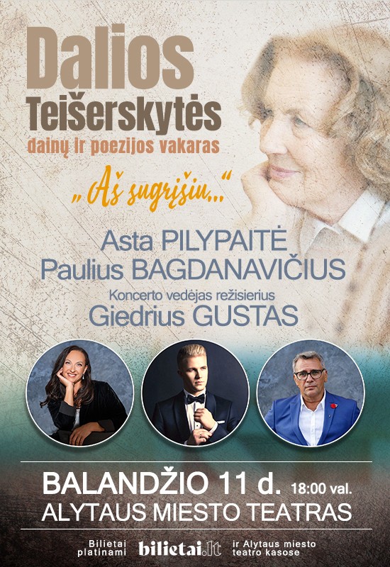 Buy tickets Dalios Teišerskytės dainų ir poezijos vakaras 