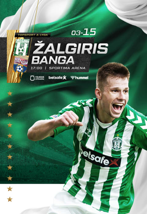 Pirkt biļetes „Topsport A lyga“: FK „Žalgiris“ - Gargždų „Banga“ Vilnius, SPORTIMA arena Marts 15