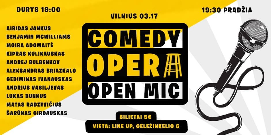 Купить билеты Comedy Opera Open Mic Vilnius, Line Up Март 17