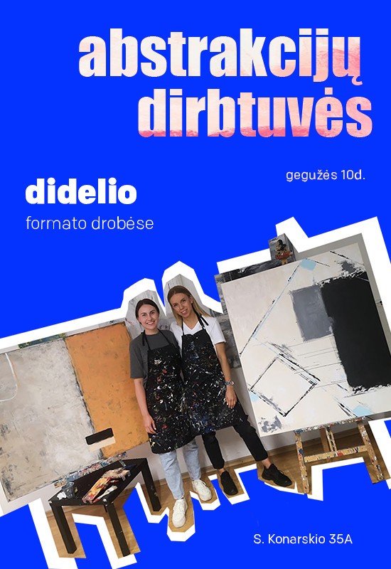 Pirkti bilietus Didelio formato abstrakcijų dirbtuvės Vilnius, Dvi taurės meno tapybos studija - dvaras Gegužė 10