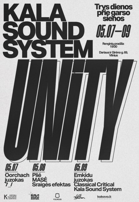 Pirkti bilietus Kala Sound System - UNITY Vilnius, Kirtimų kultūros centras Gegužė 07-09
