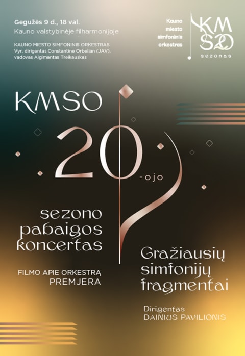 Pirkti bilietus KMSO 20-OJO SEZONO PABAIGOS KONCERTAS. Gražiausių simfonijų fragmentai Kaunas, Kauno valstybinė filharmonija Gegužė 09