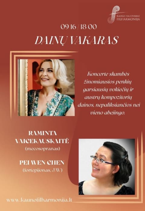 Pirkti bilietus DAINŲ VAKARAS Kaunas, Kauno valstybinė filharmonija Rugsėjis 16