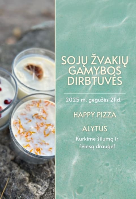 Pirkti bilietus Kūrybinis vakaras „Happy Pizza“ erdvėje – žvakių gamybos dirbtuvės! Alytus, Happy Pizza Gegužė 21