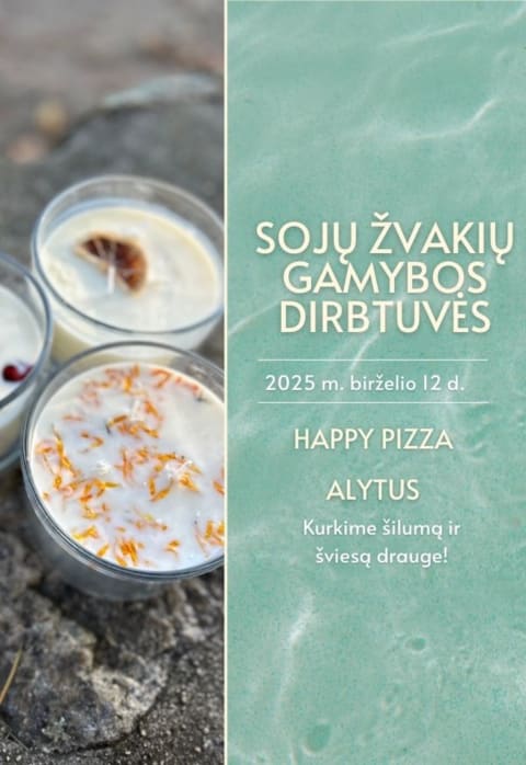 Pirkti bilietus Kūrybiškas žvakių gamybos vakaras „Happy Pizza“ erdvėje! Alytus, Happy Pizza Birželis 12