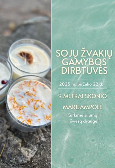 Pirkti bilietus Kūrybiškos žvakių dirbtuvės „9 metrai skonio“ erdvėje! Marijampolė, Gastrobaras „9 Metrai Skonio“ Birželis 22