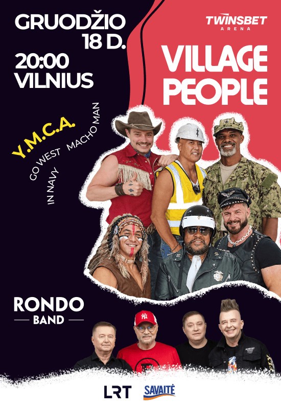 Pirkti bilietus Legendinės JAV grupės VILLAGE PEOPLE koncertas YMCA ir grupė Rondo Vilnius, Twinsbet Arena Gruodis 18