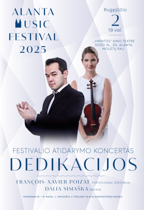 Pirkti bilietus Alantos muzikos festivalis. DEDIKACIJOS: Festivalio atidarymo koncertas Molėtų raj., Kino teatras „Virinta“ Rugpjūtis 02