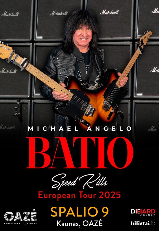 Pirkti bilietus MANOWAR guitarist MICHAEL ANGELO BATIO - Speed Kills European Tour 2025 - Kaunas Kaunas, Kauno OAZĖ Spalis 09