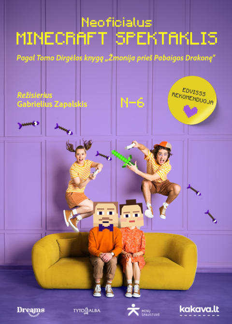 Pirkti bilietus Neoficialus MINECRAFT SPEKTAKLIS pagal T. Dirgėlos knygą „Žmonija prieš Pabaigos Drakonę“ Alytus, Alytaus miesto teatras Rugsėjis 13