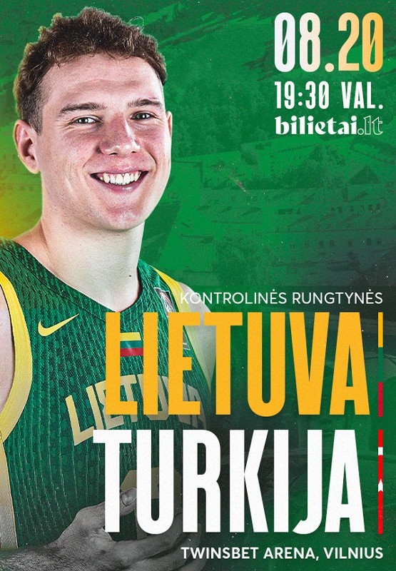 Купить билеты Lietuvos vyrų krepšinio rinktinės kontrolinės rungtynės: Lietuva-Turkija Vilnius, Twinsbet Arena Август 20