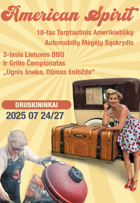 Buy tickets American Spirit 2025 – JAV automobilių ir motociklų festivalis ir 3-iasis Lietuvos BBQ ir grilio čempionatas Druskininkai, Druskininkų aerodromas July 24-26