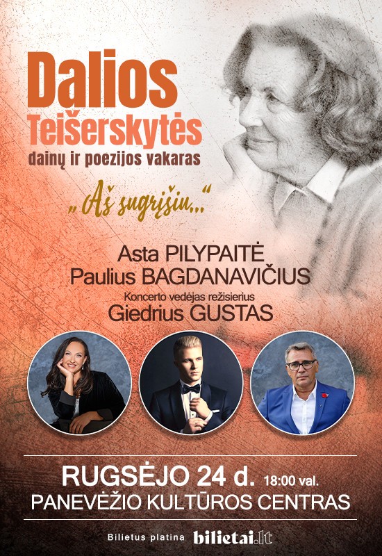Pirkti bilietus Dalios Teišerskytės dainų ir poezijos vakaras 