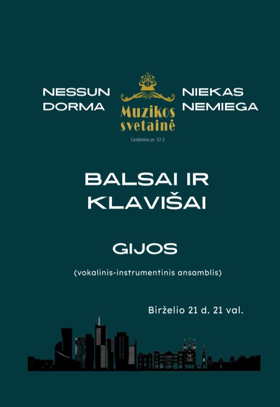 Pirkti bilietus SERENADOS: Balsai ir klavišai. Gijos Vilnius, MUZIKOS SVETAINĖ Birželis 21