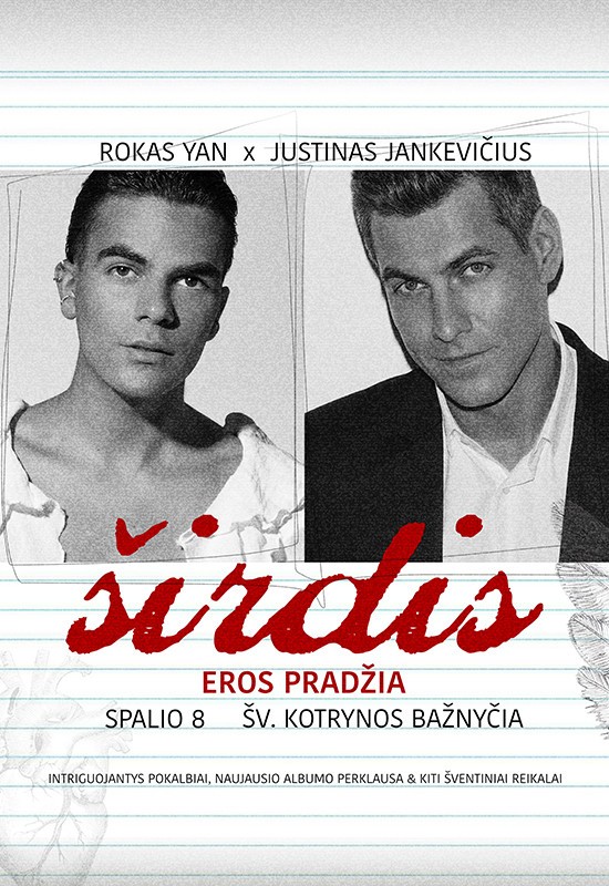 Pirkti bilietus Rokas Yan ir Justinas Jankevičius | Širdis. Eros pradžia Vilnius, Šv. Kotrynos bažnyčia Spalis 08