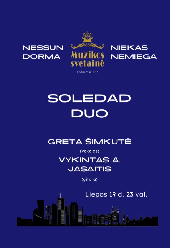 Pirkti bilietus SOLEDAD DUO. DŽIAZO NAKTIS Vilnius, MUZIKOS SVETAINĖ Liepa 19-20