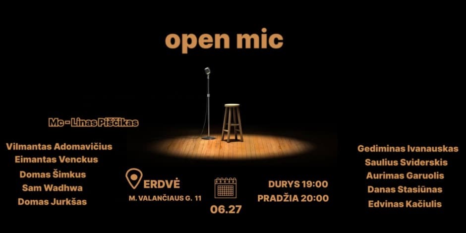 Pirkti bilietus Open mic Kaunas Kaunas, Erdvė Birželis 27