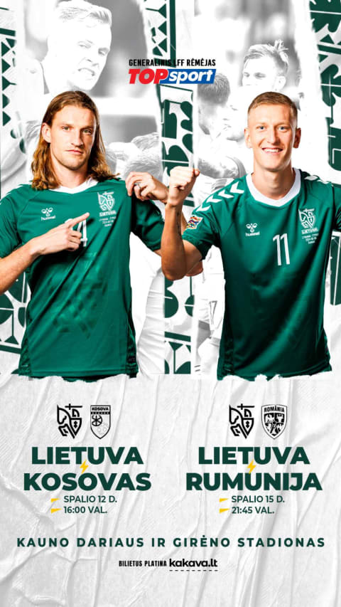 Buy tickets UEFA Tautų lygos rungtynės: Lietuva – Rumunija Kaunas, Dariaus ir Girėno stadionas October 15