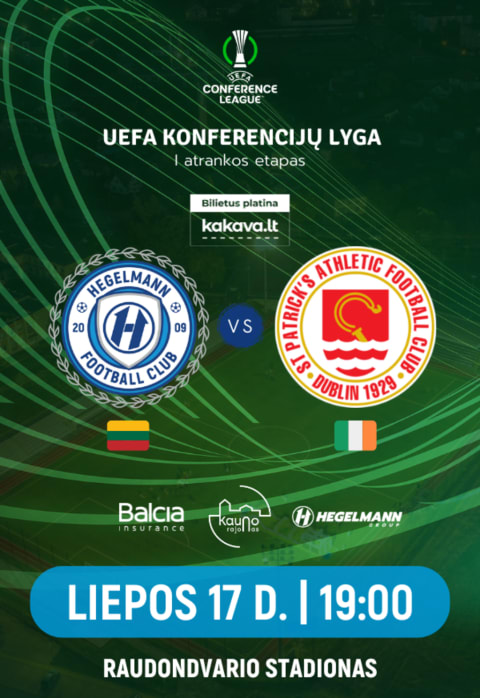 Pirkti bilietus UEFA Konferencijų lyga: FC Hegelmann x FC St Patrick's Athletic Kauno raj., Raudondvario stadionas Liepa 17