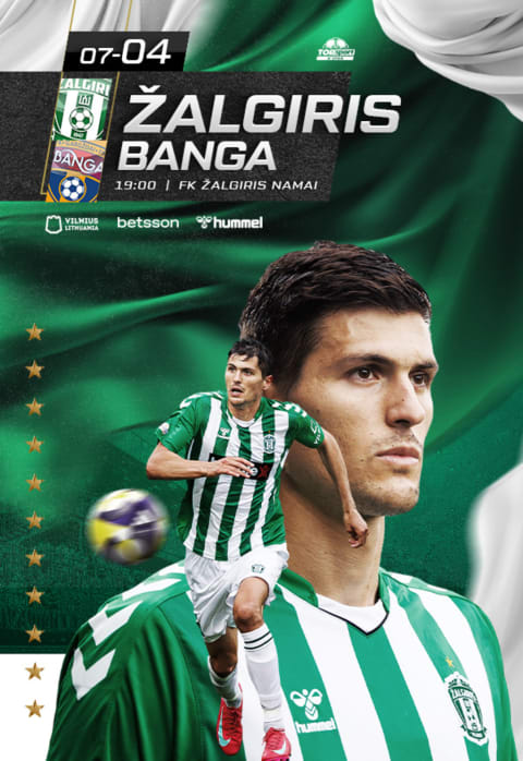 Pirkti bilietus A lygos rungtynės: FK „Žalgiris“ – „Banga“ Vilnius, Žalgirio namų stadionas Liepa 04