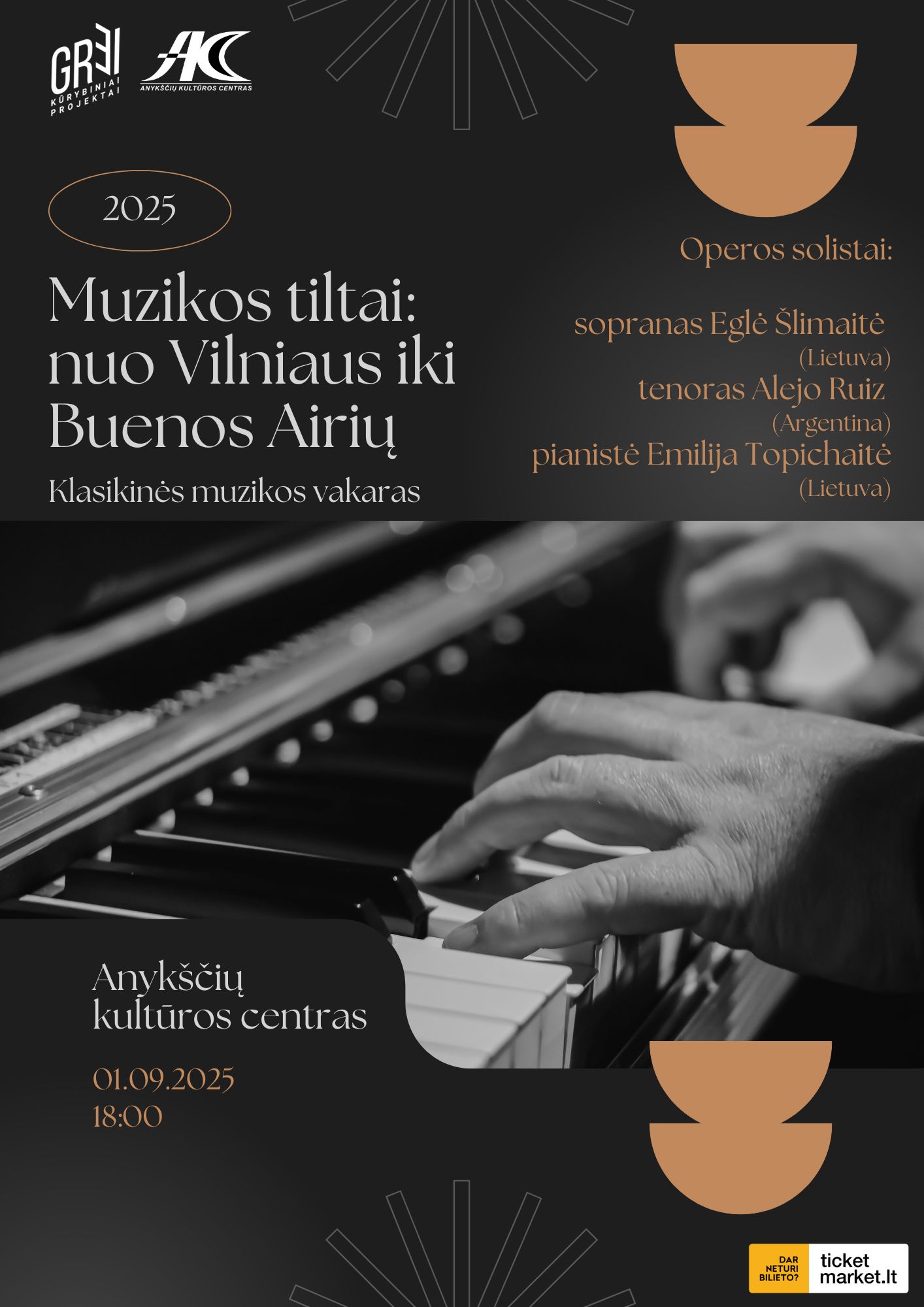 Pirkti bilietus Tarptautinis muzikos festivalis „Inizio“ / Klasikinės muzikos vakaras „Muzikos tiltai: nuo Vilniaus iki Buenos Airių“ Anykščiai, Anykščių kultūros centras Rugsėjis 01