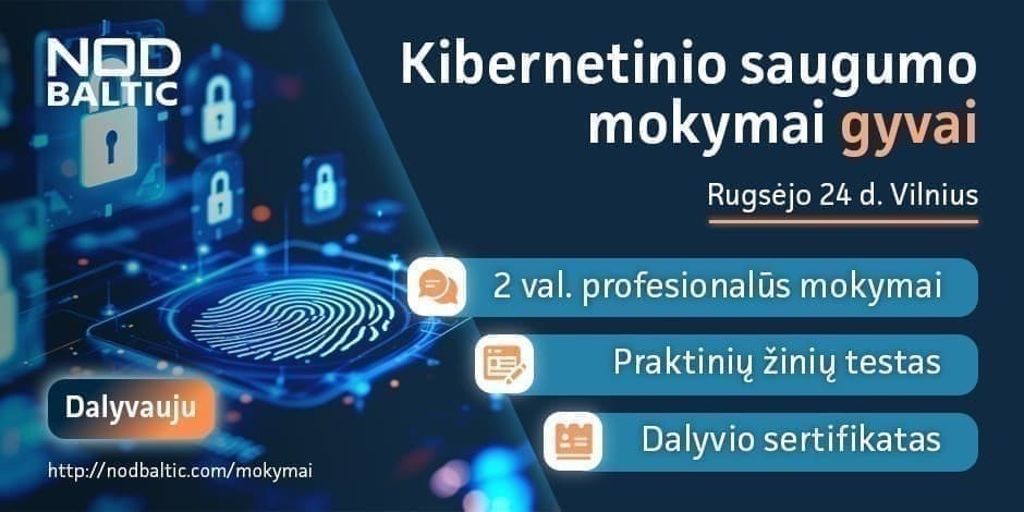 Buy tickets Kibernetinio saugumo mokymai gyvai Vilnius, Simbiocity September 24