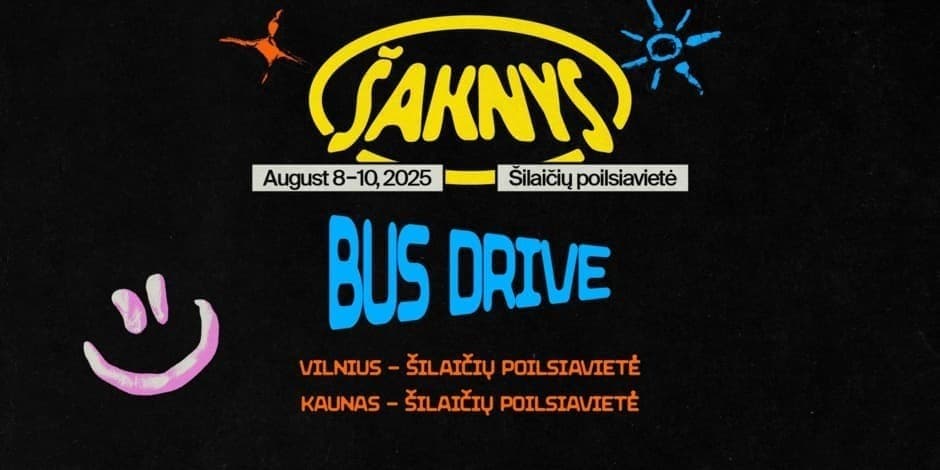 Buy tickets Bus Drive To Šaknys Festival 2025 Vilnius, Vilniaus autobusų stotis August 08