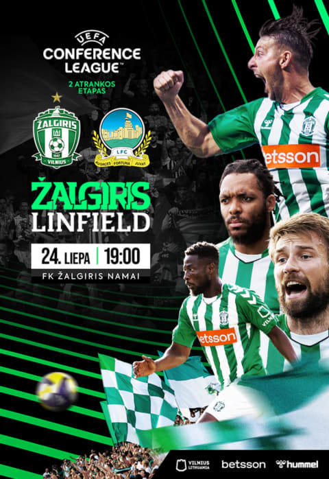 Pirkti bilietus UEFA Konferencijų lyga: „Žalgiris“ – „Linfield“ Vilnius, Žalgirio namų stadionas Liepa 24